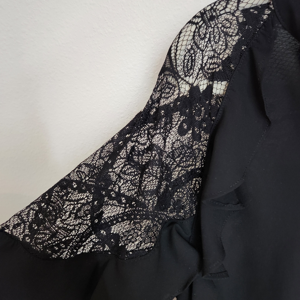 Torrid Black Ruffle Lace Women's Blouse - Picture 3 of 5